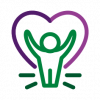 Icon of individual in front of a heart.